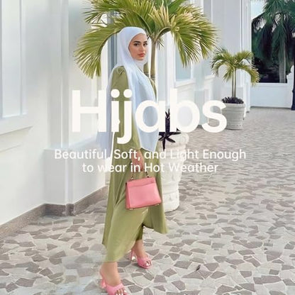 Harewom Chiffon Hijab for Women Sheer Shawl and Wraps for Wedding Bridal Scarves Summer Lightweight Sun-proof Scarf - color: White Chiffon Hijab Shawls Scarves