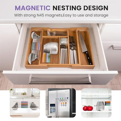 Magnetic Measuring Cups and Spoons Set-Heavy Duty 304 Stainless Steel | Double Measurement Markings,BPA-Free,Set of 16 with Leveler for Measuring Dry and Liquid Ingredients(Colors) - color: Color
