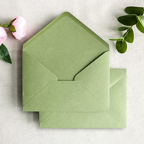 PONATIA 50 PCS/Pack A7 Envelopes, 5.25 x 7.25'' Sage Green Envelopes - color: Sage Green