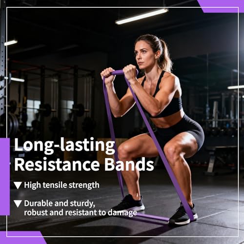 12-Pack Resistance Bands Set - Pull Up Assist, Strength Training & Physical Therapy for Home Gym | Exercise Loop Bands for Men & Women - color: Purple 35-85lbs