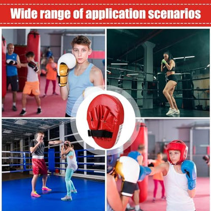 Boxing Pads Gloves Thick Adjustable Curved Focus Punching Mitts | Hand Target Training Hand Pads for Kickboxing Karate Thai - color: Red