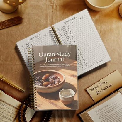 Premium Quran Study Journal - A5 Spiral Bound Islamic Reflection Notebook with 120 Pages 100gsm Thick Paper - Arabic & Translation Tracker for Daily Quranic Study, Memorization & Ramadan Gifts (Date Bowl) - color: Date Bowl