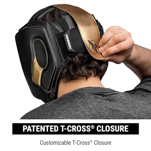 Hayabusa T3 Boxing Headgear Adjustable - color: Black/Gold, size: Large