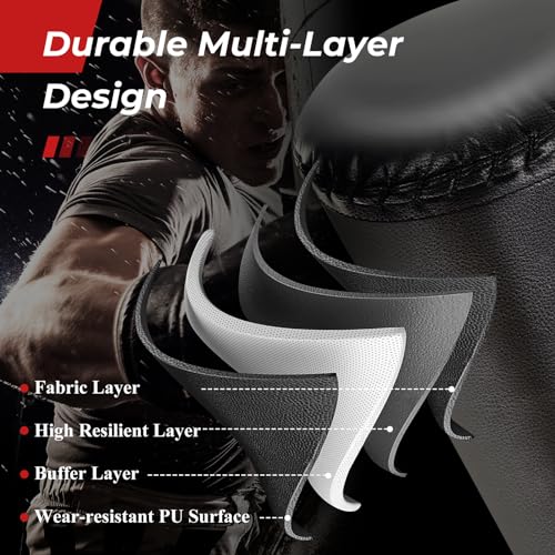 GYMAX Punching Bag, 71” Freestanding Boxing Bag with Gloves, Removable Protective Cover, Fillable Base with Suction Cups, Heavy Bag Stand for Adults, Teens for MMA Muay Thai Fitness