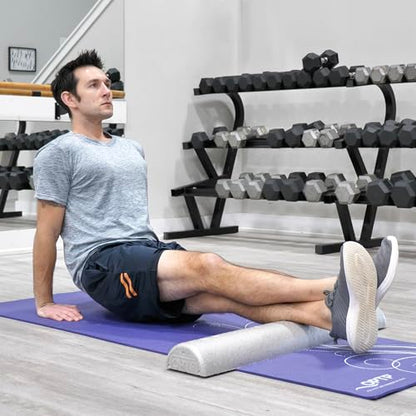 OPTP Silver AXIS Foam Roller, Moderate Density for Sports Medicine, Physical Therapy, Pilates, Yoga - Myofascial Release on Trigger Points (Silver Moderate Density, 36" x 3" Half-Round) - size: Silver - 36" x 3" Half-round