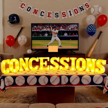 Aurelema Sukkot Large LED Letter Sign LED Lights Battery Powered Table Decoration for Party Gift Tabletop Decoration(Concessions) - size: 8.27 inches, style: Concessions
