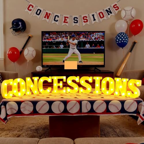 Aurelema Sukkot Large LED Letter Sign LED Lights Battery Powered Table Decoration for Party Gift Tabletop Decoration(Concessions) - size: 8.27 inches, style: Concessions