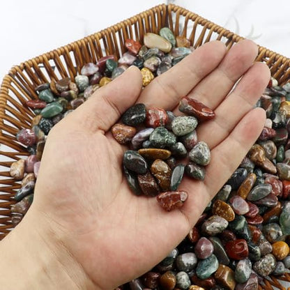 0.96LB Natural Pebbles Aquarium Decorative Crushed Stones Fish Tank Gravel Succulent Rocks Vase Filler Bulk Tumbled Polished Irregular Shaped - color: Ocean Jasper