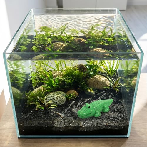 COMINGOIN Mini Resin Crocodiles, 100 Pcs Tiny Green Alligator Mini Sculptures, Miniature Reptile Figurines for Fairy Garden, Succulent Pot, Moss Terrarium, Beach Diorama - style: Cute