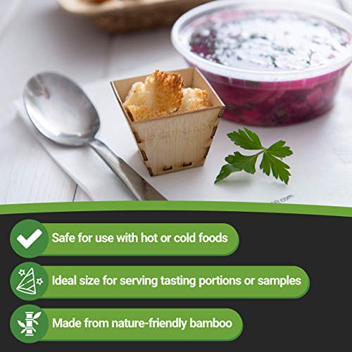 Restaurantware 2 Ounce Appetizer Cups 100 Square Mini Dessert Cups - Durable Disposable Bamboo Tasting Bowls Sustainable For Snacks And Samples - color: Brown, size: 2 oz