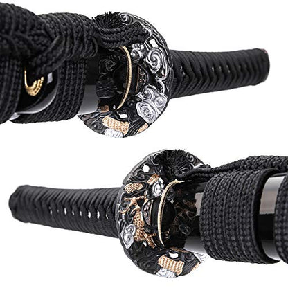 siwode Katana Handmade Full Tang Sharp, Alloy Tsuba Japanese Samurai Sword High Carbon Steel 1060,T10 1095, 40-Inch - color: Cloudy-Dragen