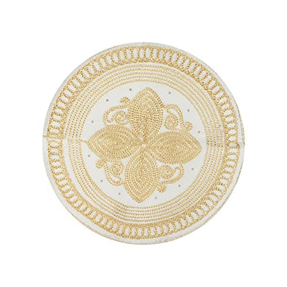 Mens Muslim Hat Islamic Prayer Cap, Muslim Eid Prayer Embroidered Kufi Fat Ramadan Mosque Arab Indian Prayer Cap - color: Gold