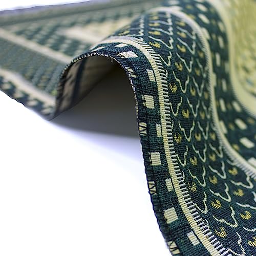 Modefa Turkish Islamic Prayer Mat Janamaz Sajjadah | Thin Woven Cotton Praying Rug Ramadan Eid Gift | Traditional Muslim Sejada for Men Women - Hira Diamond (Dark Green) - color: Dark Green