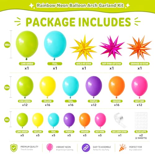 Summer Tropical Balloon Arch Kit for 4D Star Foil Balloons Hot Pink Green - color: -Topical