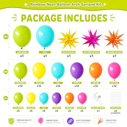 Summer Tropical Balloon Arch Kit for 4D Star Foil Balloons Hot Pink Green - color: -Topical