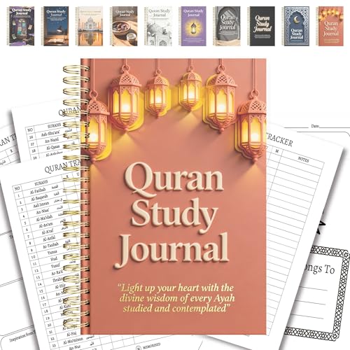 Premium Quran Study Journal - A5 Spiral Bound Islamic Reflection Notebook with 120 Pages 100gsm Thick Paper - Arabic & Translation Tracker for Daily Quranic Study, Memorization & Ramadan Gifts (Lantern Glow) - color: Lantern Glow