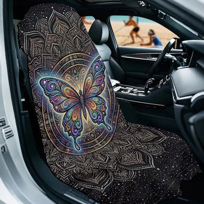Boho Butterfly Print Towel Automotive Seat Covers Galaxy Print Athletic Towels for Car Seats with Storage Bag Absorbent Microfiber Towels Universal Fit Truck Sedan SUV - color: Black-Boho Butterfly Galaxy