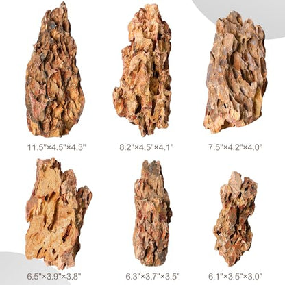 6.1-8.1 Inches Natural Dragon Stone, 6 PCS Large Aquarium Rocks for Aquascaping, Terrariums, Reptile Tanks & Aquarium Décor - size: 6.1-8.1 in