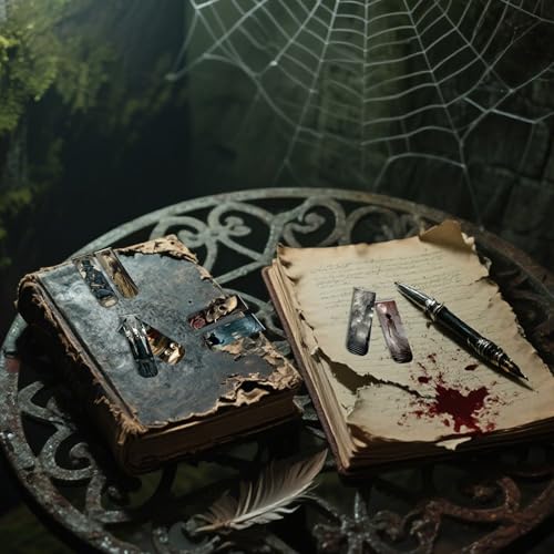 Dark Academia Magnetic Bookmarks for Women, 30 Pcs Gothic Witchy Book Marks with Aesthetic Skull Rose Castle Designs, Magnet Book Marker Clips for Readers and Book Lovers - style: Dark Academia 01
