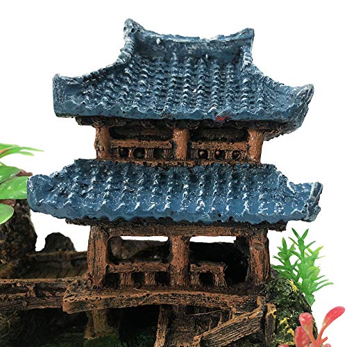 SLOCME Aquarium Classical Resin Castle Decorations - Fish Tank Realistic Details, Green Leaf Aquarium Accessories