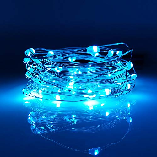 LIIDA [10-Pack] LED String Lights, 6.6FT LED Moon Lights 20 Led Micro Lights On Silver Copper Wire (Batteries Include) for DIY Wedding Centerpiece, Table Decoration, Party (Blue) - color: Blue