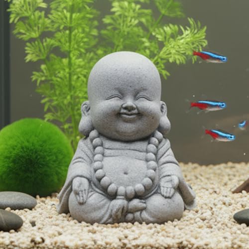 Sandstone Buddha Statue, Betta Aquarium Decor for Fish Tank, Zen Ornament | Resin Buddha statue for fish tank & aquarium decor. Non-toxic Zen ornament. Sturdy for fresh & saltwater tanks - color: Meditate Buddha