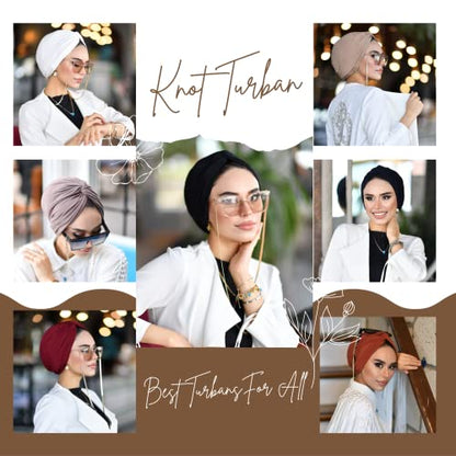 para life Knot Turbans for Women, Breathable Instant Turban|Standard Size Cotton|Pre-tied Scarf, Hijab Cap&Undercap - color: Light Brown
