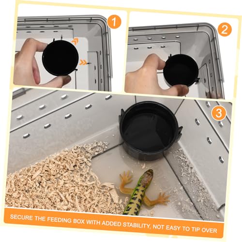 Pet Reptile Terrarium Box Feeder Professional Habitat for Turtles Geckos Lizards and Insects Plastic Breeding Container Ventilation for Easy Maintenance Black Set