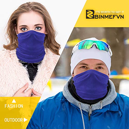 Polar Fleece Neck Warmer - Windproof Winter Neck Gaiter Cold Weather Face Mask For Men Women - 1 Pack - color: 1 Pack Bright Blue
