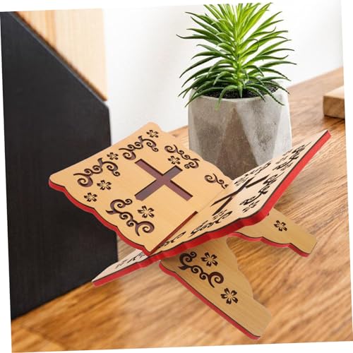 Cabilock Elegant Quran Book Stand Artistic Carvings Decorative Reading Rack for Daily Use and Religious Celebrations for Muslim