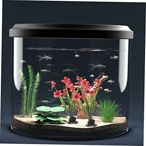 LALAFINA 2Pcs Decorative Fake Aquarium Plants with Stable Base Realistic Fish Tank Ornament Red for Desktop Aquarium Supply and Fish Hides