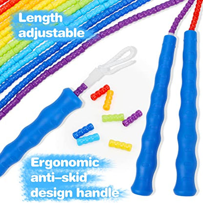 Supertrip Double Dutch Jump Rope Soft Beaded Jump Rope Long Jump Rope 16 FT, Jump Ropes For Women Adult Kids Adjustable Skipping Rope Long Enough for 4-5 Jumpers - color: Blue