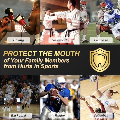 BBTO 6 Pack Kids Youth Mouth Guard for Football Sports, Boys Girls Mouthguard with Case, Soft Mouth Guard for Hockey Boxing Basketball, Ages 4+ - color: Dark Blue, Black