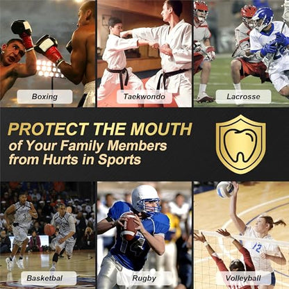 BBTO 6 Pack Kids Youth Mouth Guard for Football Sports, Boys Girls Mouthguard with Case, Soft Mouth Guard for Hockey Boxing Basketball, Ages 4+ - color: Dark Blue, Black