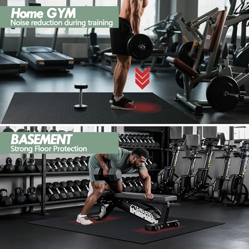 20 Sq Ft Gym Floor Mats, 0.5" Thick Interlocking Foam Tiles | Non-slip,High-density EVA interlocking mats for Home Exercise & Kids,Water-resistant,Easy to Clean,Anti-Fatigue - color: Black