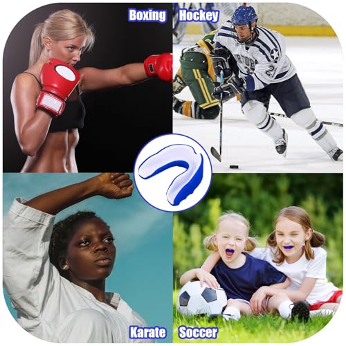 Sport Mouth Guards Gum Teeth Armor Game Guard for Boxing Basketball Football Hockey Karate Basketball Rugby Match - color: Blue, White