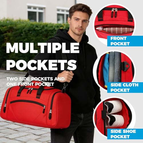 Uarition Mens Gym Bag, 55L Large Sports Duffle Bags, Workout Bags Lightweight, Red - color: Red