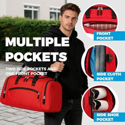 Uarition Mens Gym Bag, 55L Large Sports Duffle Bags, Workout Bags Lightweight, Red - color: Red