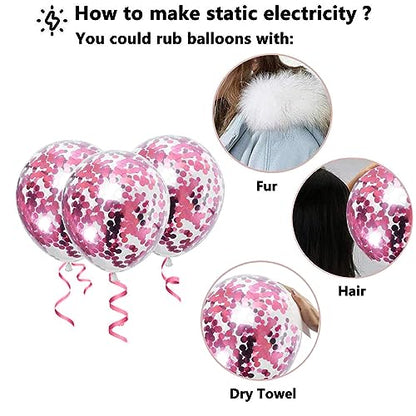 Togvu 핫핑크 및 베이비 핑크 풍선, 60팩 30.5cm(12인치) 프리미엄 핑크 라텍스 풍선, 색종이 조각 풍선 포함, 발렌타인 데이, 생일, 베이비 샤워, 결혼식, 공주 테마 파티 장식용 - color: 핫 핑크
