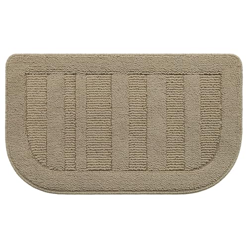 BEQHAUSE 30x18 Inch Kitchen Rugs Non Slip Washable Kitchen Sink Rug, Beige - color: Beige, size: 1'6" x 2'6" (Semicircular)