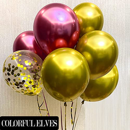 12 Inch 100 Pcs Latex Metallic Chrome Balloons Helium Shiny Thicken Balloons Party Decoration (Gold) - color: Gold