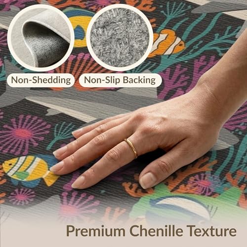 8'x10' Washable Graphic Shark Large Rug, Black Non-Shedding Pet Friendly Carpet Foldable Easy Care Mat for King Size Bedroom, Master Suite, Under Bed | Ref:2068058 - color: Black/Pattern 23, size: 8' x 10' (Rectangular)