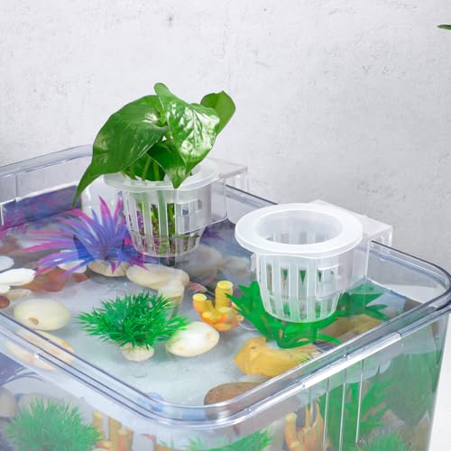 YARNOW 4Pcs Aquarium Plant Holder with Hooks - Hanging Hydroponic Pots for Aquarium, Fish Tank, Ideal for Plant Growth