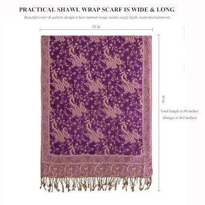 TUSHUSTY Pashmina Feel Shawls Wraps Rave Scarf for Women Soft Silky Reversible Men Scarves Hijab - color: Purple