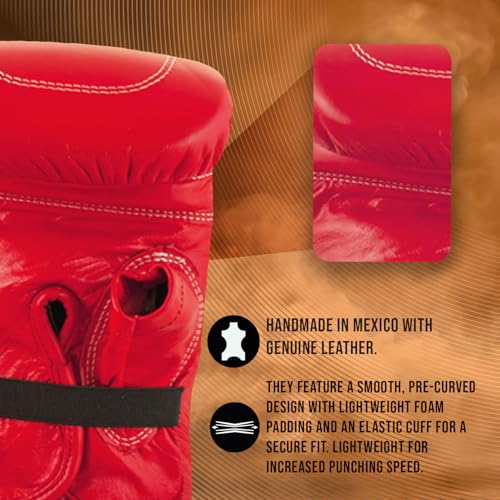 CLETO REYES Professional Boxing Bag Gloves for Men and Women, Training and Heavy Punching Bags, MMA, Kickboxing, Muay Thai, Elastic Cuff - color: Classic Red, size: Large