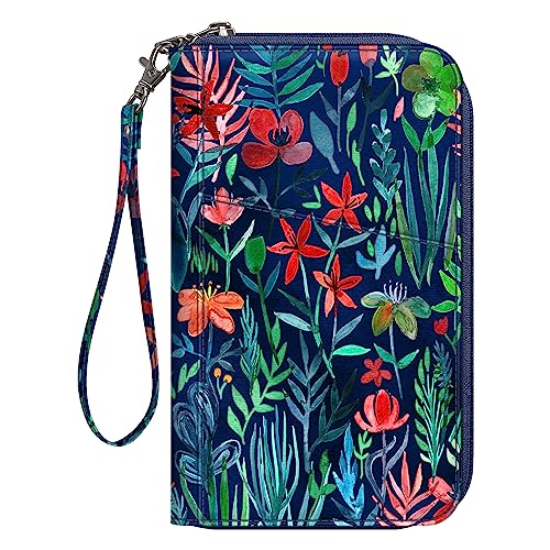 FINTIE Family Passport Holder Wallet Travel Document Organizer Clutch Bag - color: Jungle Night