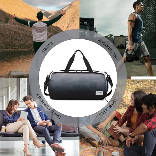 BESMART Gym Bags for Men with Side Pocket，38L Large Sports Gym Duffle Bag | Adjustable Strap&Shoe Compartment, Waterproof,Spacious,Wet Pocket,Durable Duffel Bag for Gym,Travel, Fitness,Black Gradient - color: Black Gradient with TPU POCKET