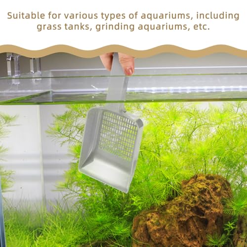 PRETYZOOM Aquarium Sand Shovel and Gravel Cleaning Scoop, Gray Handheld Fish Tank Sediment with Drainer for Aquarium Substrate Maintenance and Fish Tank Cleaning