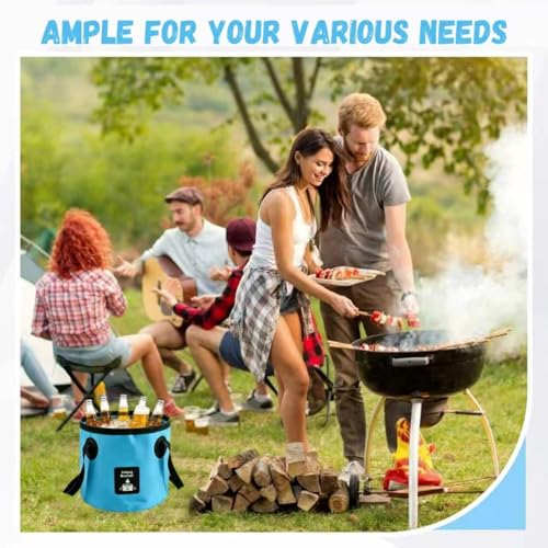 Collapsible Bucket with Handle, Lightweight Folding Water Container, Portable Collapsible Bucket for Fishing, Camping, Hiking, Backpacking, Outdoor Survival, Car Washing Black 20L (20L-Blue) - size: 20L-Blue