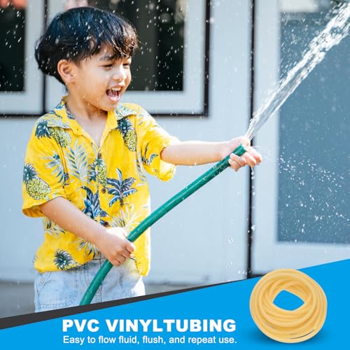 PATIKIL Rubber Tubing, 3mmx5mmx5m Tubing Tube with Hose Clamps, Soft Hose Line Pipe for Multipurpose Industrial Aquarium, Yellow - size: 3mmx5mmx5m